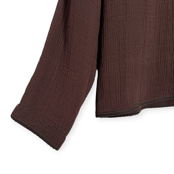 Eileen Fisher Silk Sponge Jacket SIZE S Maroon Brown Magnetic Collar Coat - Picture 7 of 8